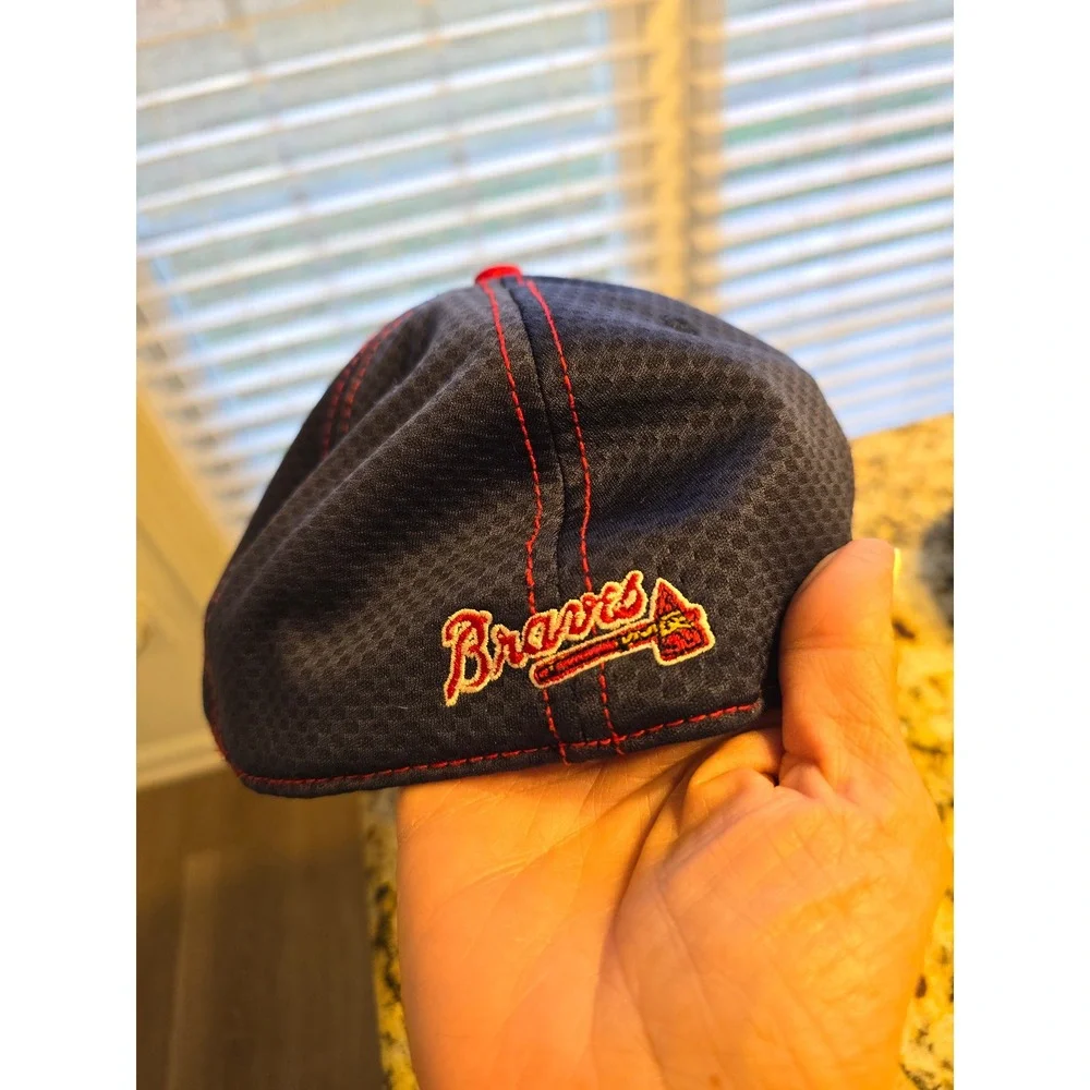 Atlanta Braves New Era 39THIRTY Flex Fit‎ Baseball Cap Men's Size LXL Navy Red
